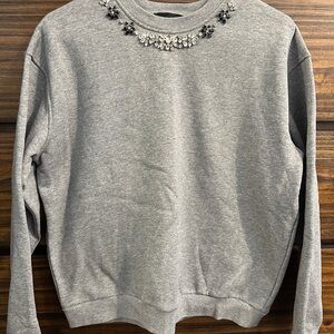 Vici Gray Embellished Crew Neck Sweatshirt. New. Size small.